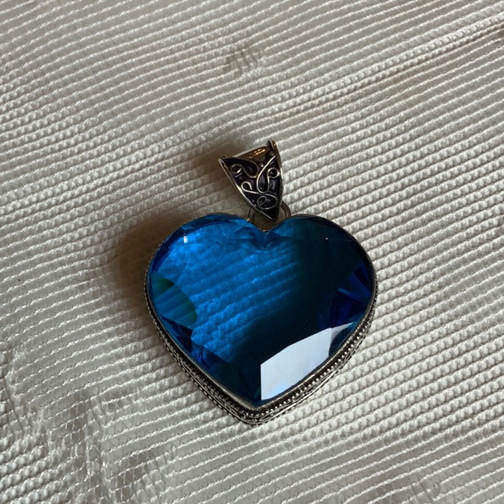 Blue Heart Pendant Necklace